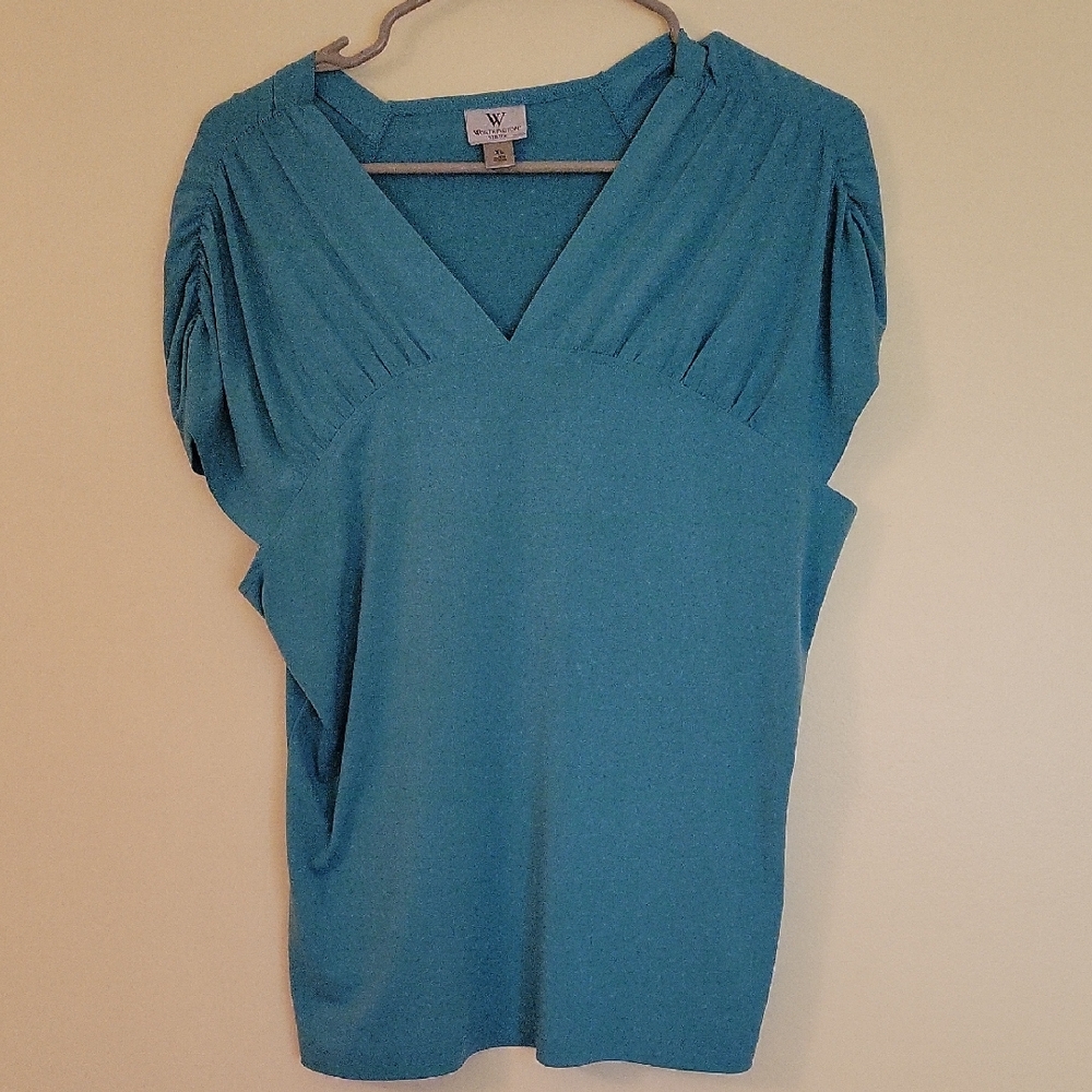 Worthington Teal V-Neck Blouse